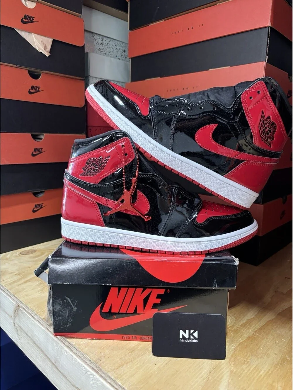 Nike Air Jordan 1 Retro High OG Patent Bred 555088-063 Size 8.5M